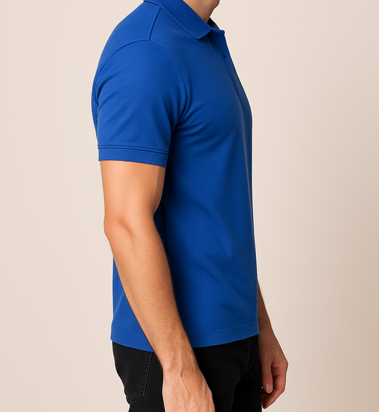 MAJORIS Solid Men Polo Neck Blue T-Shirt