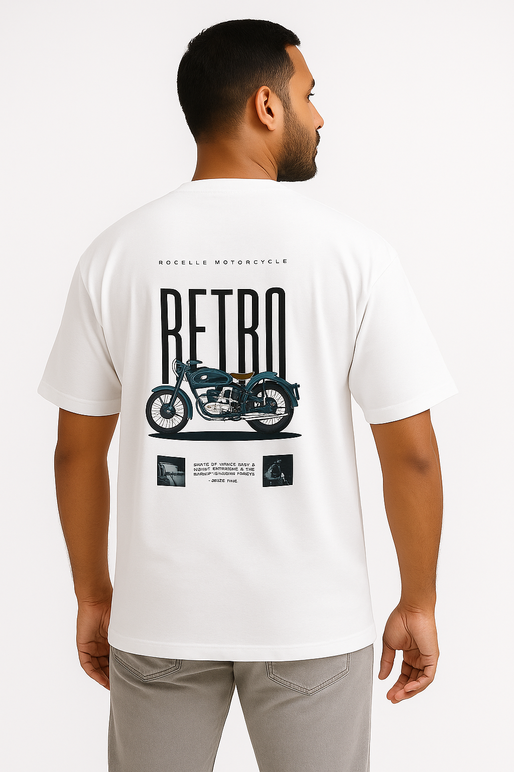 Bold “PASSION RETRO” Oversized / DROP SHOULDER / DOWN SHOULDER White T-Shirt for Men | Trendy Graphic Back Print | Premium Cotton