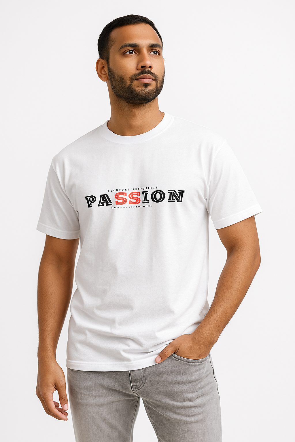 Bold “PASSION RETRO” Oversized / DROP SHOULDER / DOWN SHOULDER White T-Shirt for Men | Trendy Graphic Back Print | Premium Cotton
