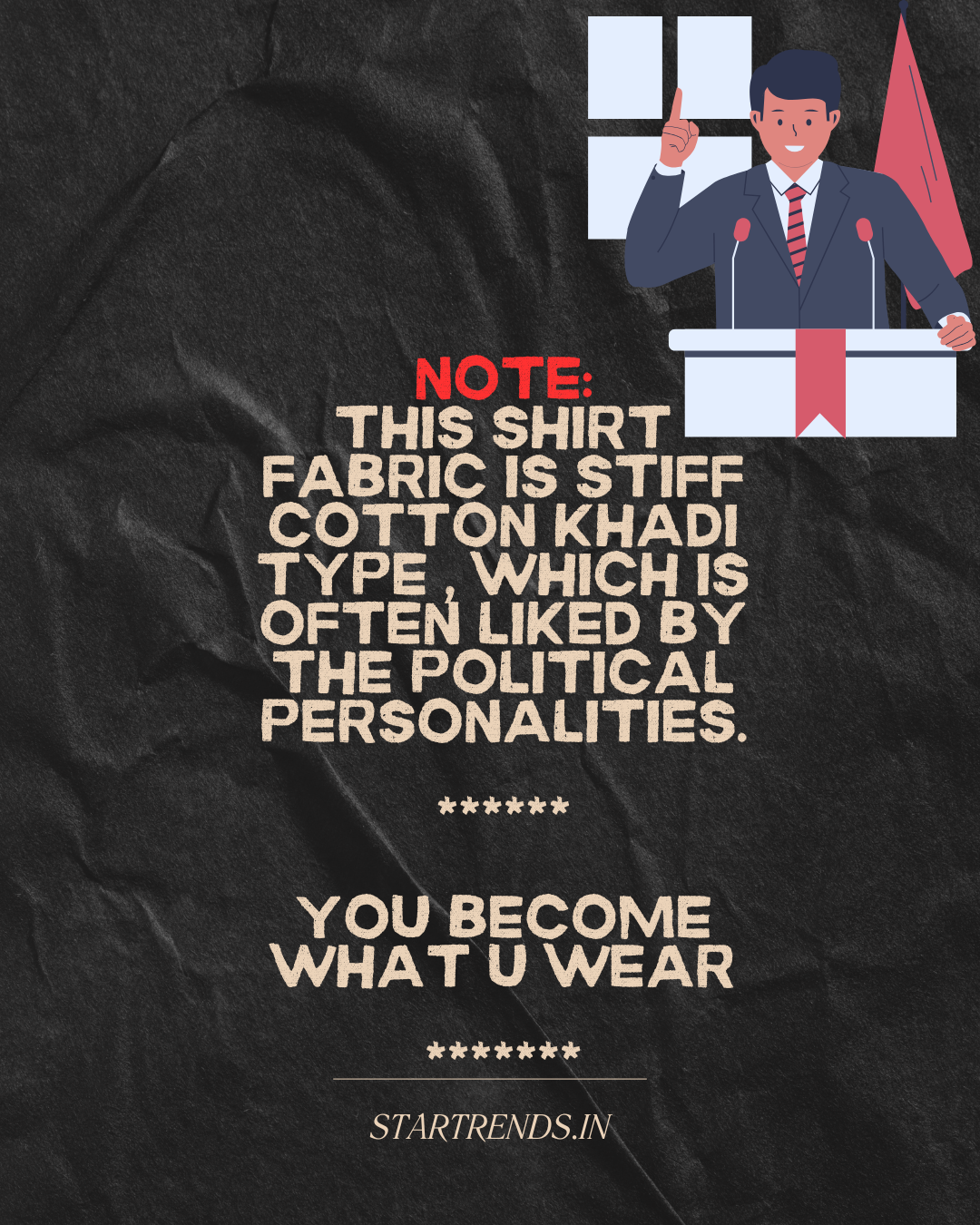 TRENDS COTTON STIFF KHADI SHIRT. POLITICAL WEAR