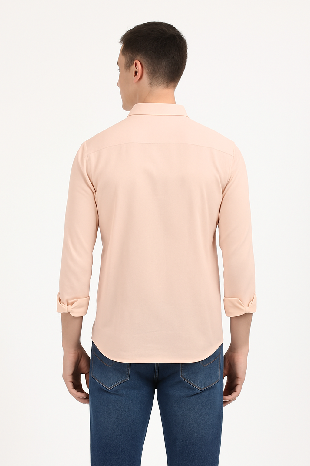 Men's Salmon Solid Cotton Regular Fit Casual Shirt