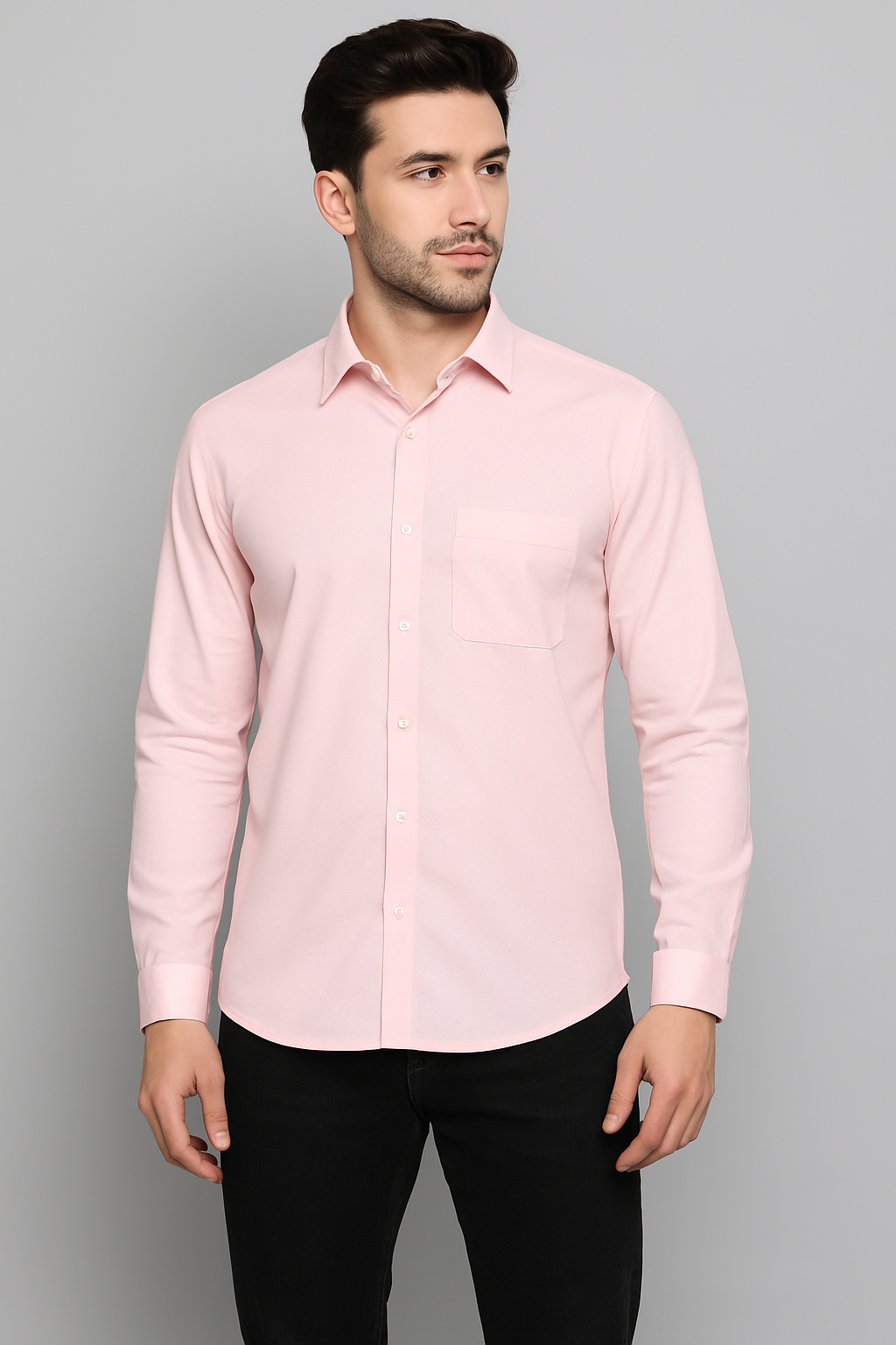 Premium Formal Cotton Shirt for Men | Regular Fit | Office & Daily Wear - baby pink color
