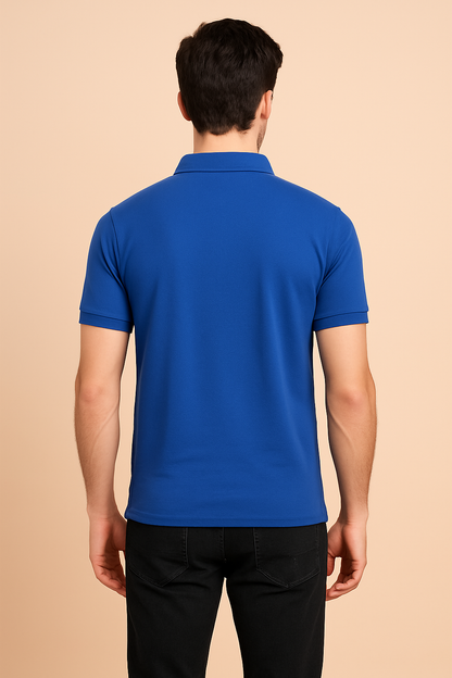 MAJORIS Solid Men Polo Neck Blue T-Shirt